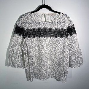 Loft | BLACK AND WHITE LACE TOP